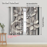 rideau moderne élégant fleurs géométrique opacité gris blanc noir pièces polyester tringle