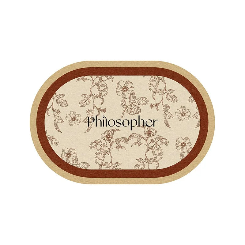 tapis table beige noir résistants chaleur imperméables lavables fleurs stylisées texture cuir classique élégant