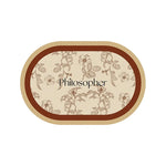 tapis table beige noir résistants chaleur imperméables lavables fleurs stylisées texture cuir classique élégant