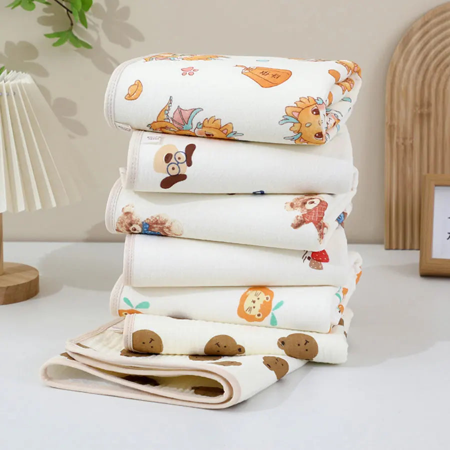 coussin bébé blanc imprimé animaux mignons absorbant humidité 70x90cm confortable doux