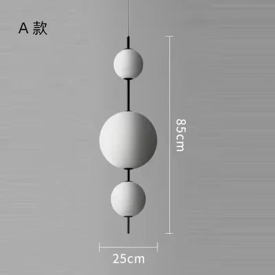 lustre suspension boules verre blanc moderne opalescent encastré minimaliste chambre salle manger