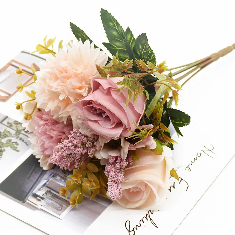 bouquet fleurs artificielles roses marguerites décoration mariage anniversaire extérieur intérieur