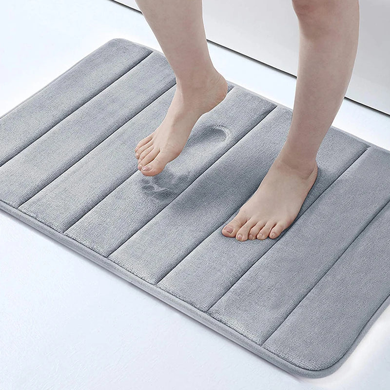 tapis bain coton bleu marine gris clair marron moderne doux absorption eau 60x40cm