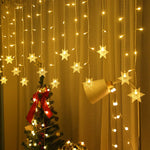 guirlande lumineuse flocons neige étoiles multicolore blanc rouge vert bleu décoration noël festive chambre