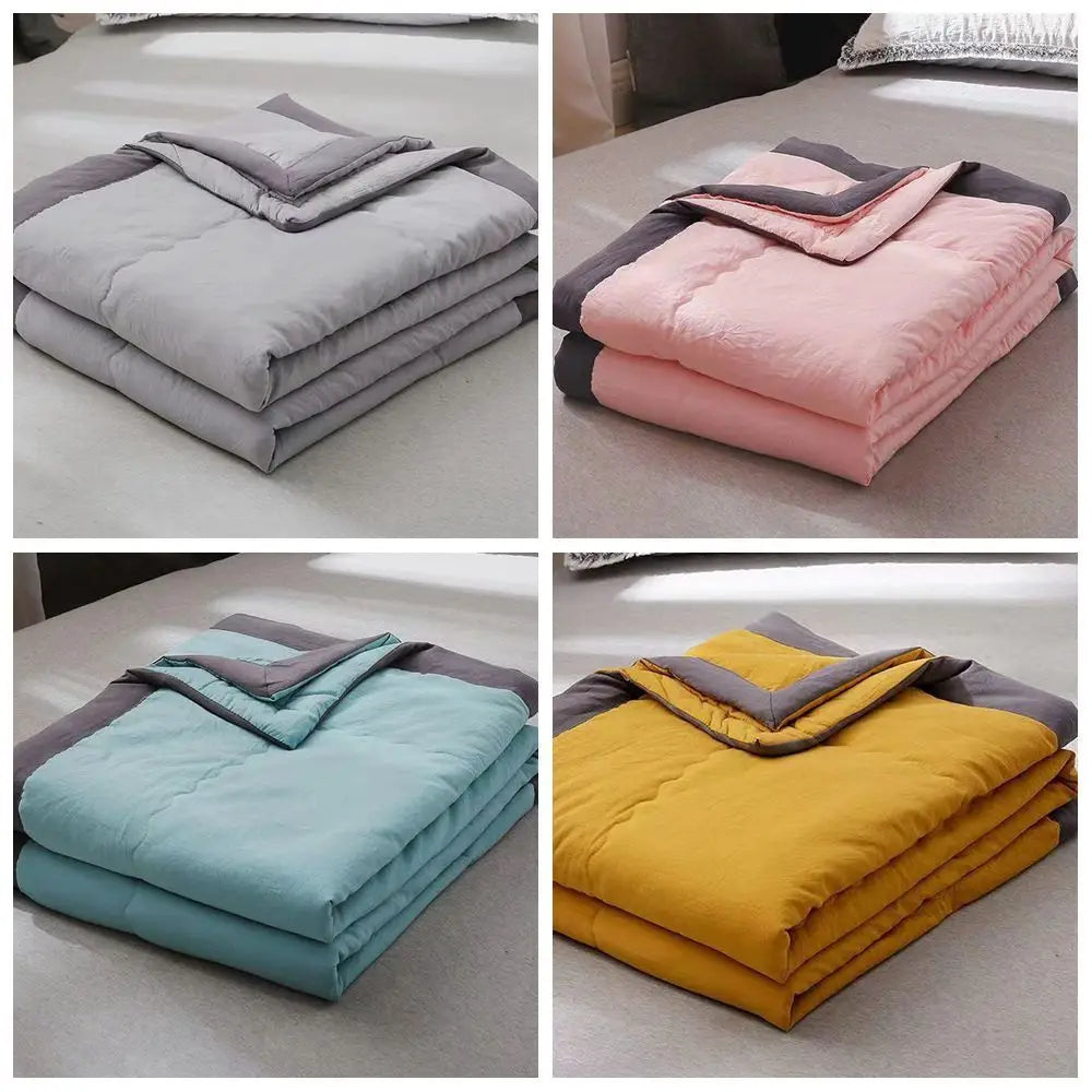 couverture rafraîchissante double face effet froid coton polyester portable moderne rose gris douce