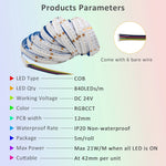 ruban led coB blanc multicolore moderne 24v 840leds câbles non isolés double sided tape