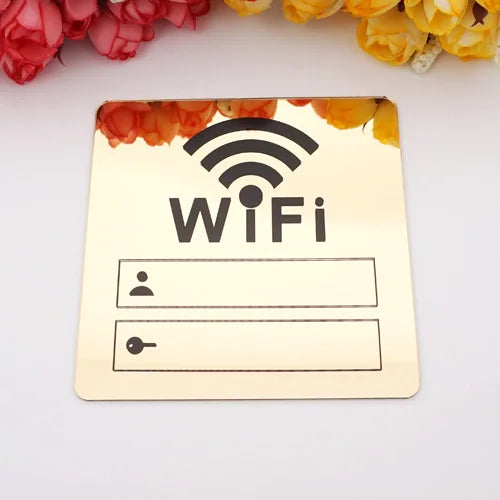 panneau informatif moderne adhésif or noir wifi non fumant toilette 10cm