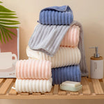 serviettes bain rayées douces absorbantes rapide séchage moderne blanc rose gris bleu pâques clips