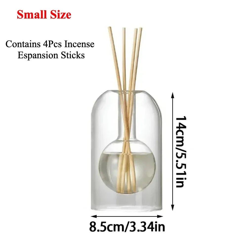 diffuseur huiles essentielles verre transparent moderne bâtonnets parfum inclusion liquide