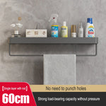 étagère murale moderne gris métallisé clips serviettes bouteilles cosmétiques flacons parfum brosse électrique 30cm