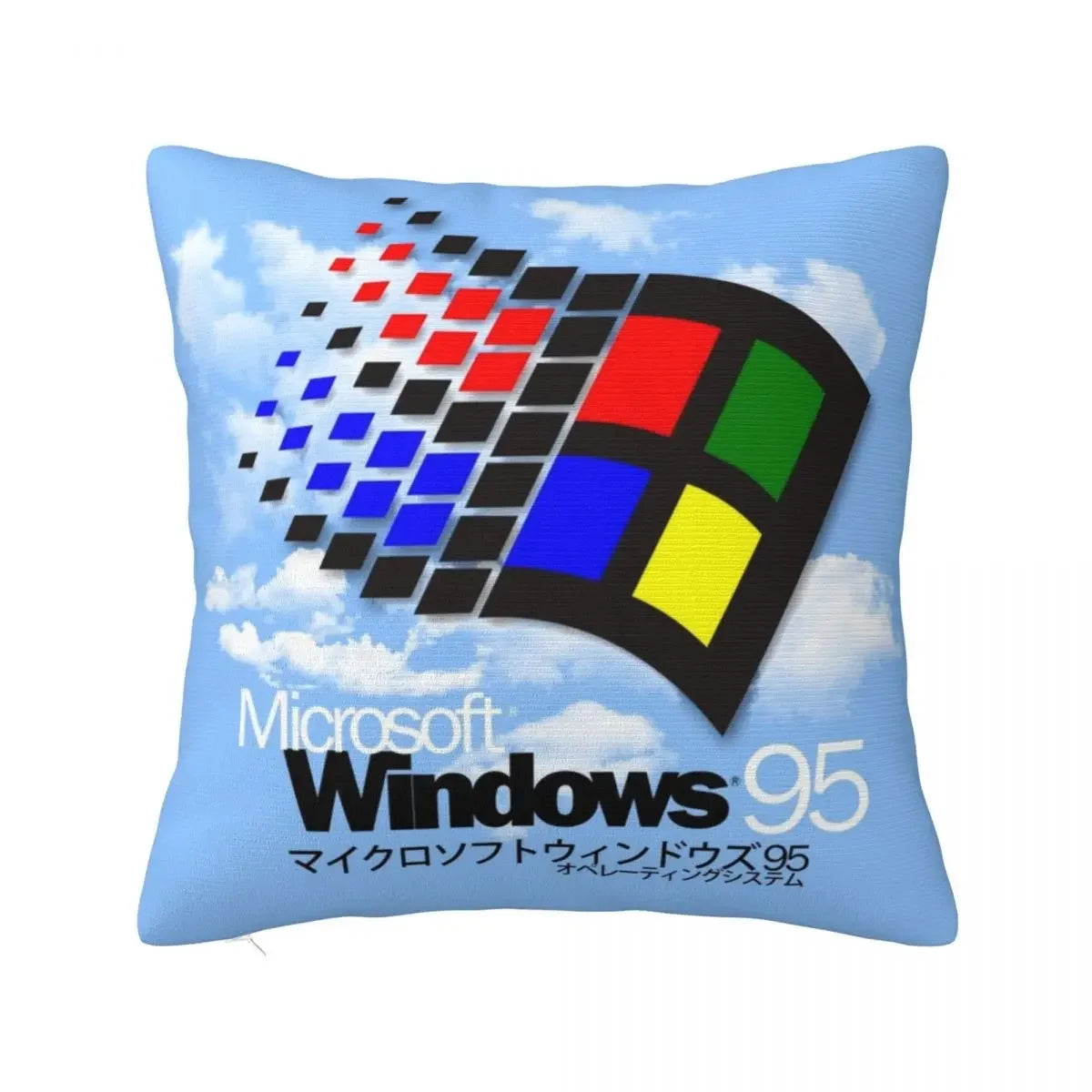 coussin rétro motif 95 bleu clair polyester imprimé zip invisible 30x30cm 40x40cm 45x45cm 50x50cm