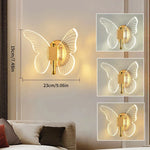 Suspension lumineuse papillon moderne acrylique transparente LED blanc doré chambre salon