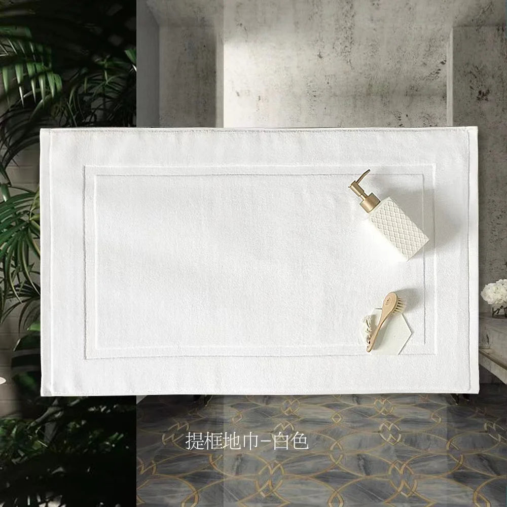 tapis bain coton jacquard absorbant rapide blanc gris 50x80cm dobby