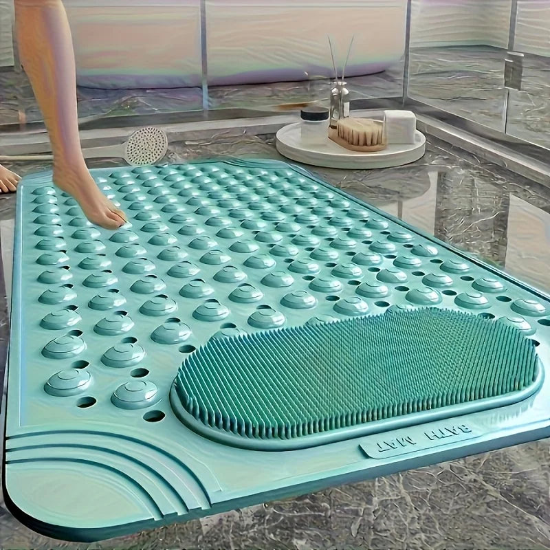 tapis bain antidérapant gris beige vert moderne bosses géométrique opaquet fonctionnel