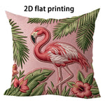 taies d'oreiller moderne flamants roses motifs floraux couleurs vives rose verte maison 45x45cm