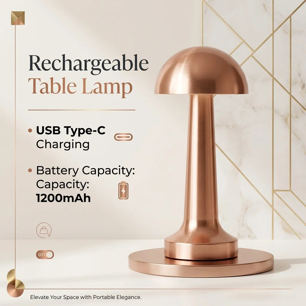 lampe table rechargeable cuivre moderne minimaliste base plate flux lumineux 249 2000 certification rohs