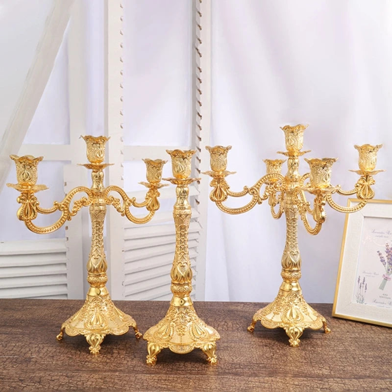 bougeoirs or baroques têtes motifs floraux classiques ornements noël événements