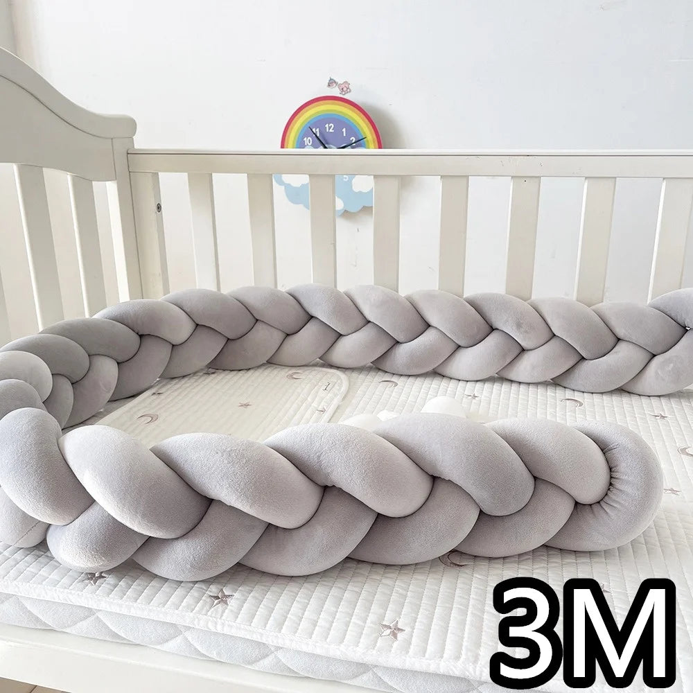 coussin lit tressé berceau bébé protection lit enfant doux blanc rose gris