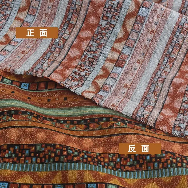 tissu coton lin motifs géométriques ethniques rouge bleu printemps automne hiver mariage fêtes traditionnel