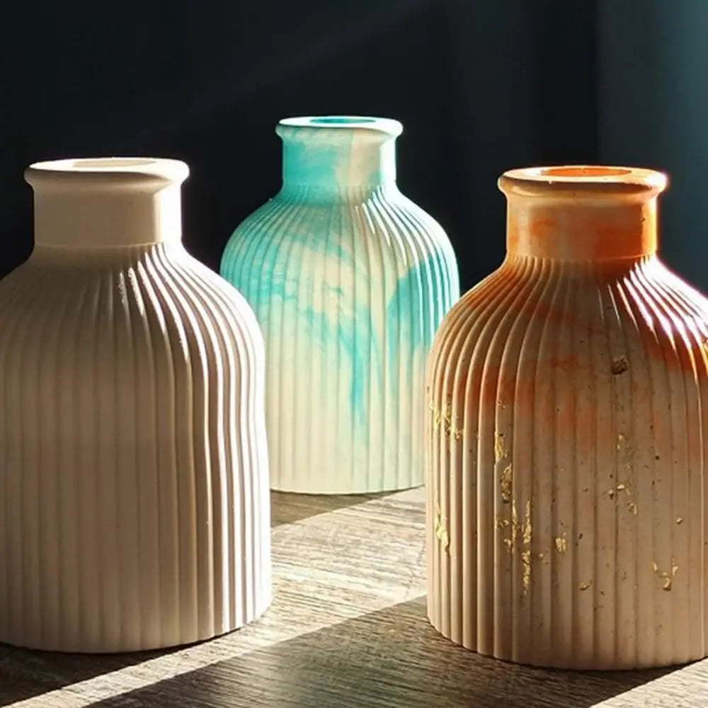moule silicone vases diy marbré rayures moderne décoration intérieure blanc bleu rose beige