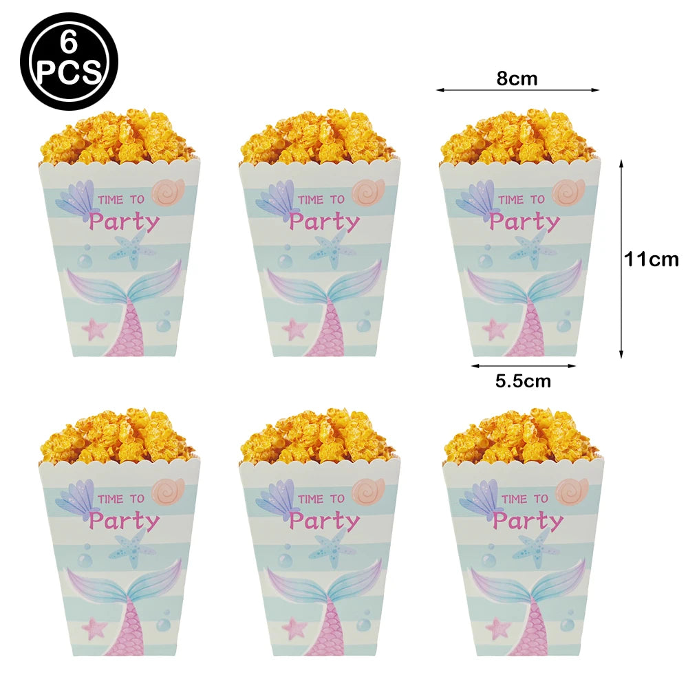 boîtes popcorn papier sirène bleu rose blanc fête anniversaire mariage poissons bulles