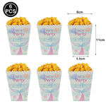 boîtes popcorn papier sirène bleu rose blanc fête anniversaire mariage poissons bulles