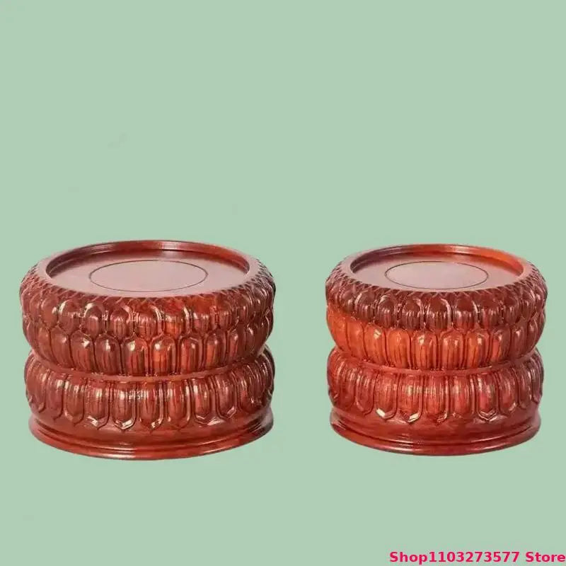 support décoratif bois sculpté rouge statuettes vases classique chinois traditionnel