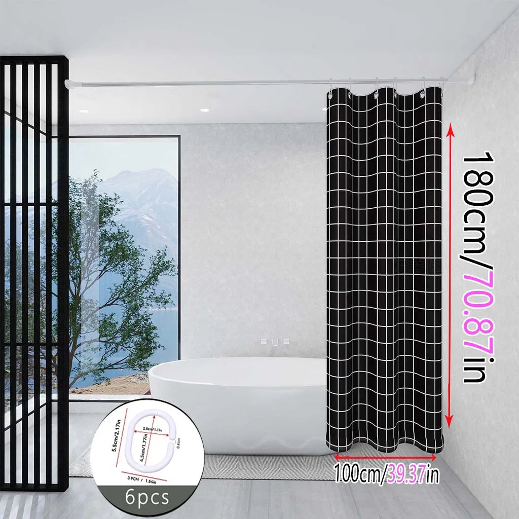 rideau douche noir blanc grille moderne respectueux l'environnement 100cm 180cm