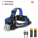 lampe frontale led noir bleu rayures diagonales modes ip64 waterproof adjustable