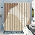 rideau douche abstrait moderne imperméable polyester opacité beige minimaliste geometrique 180x200cm