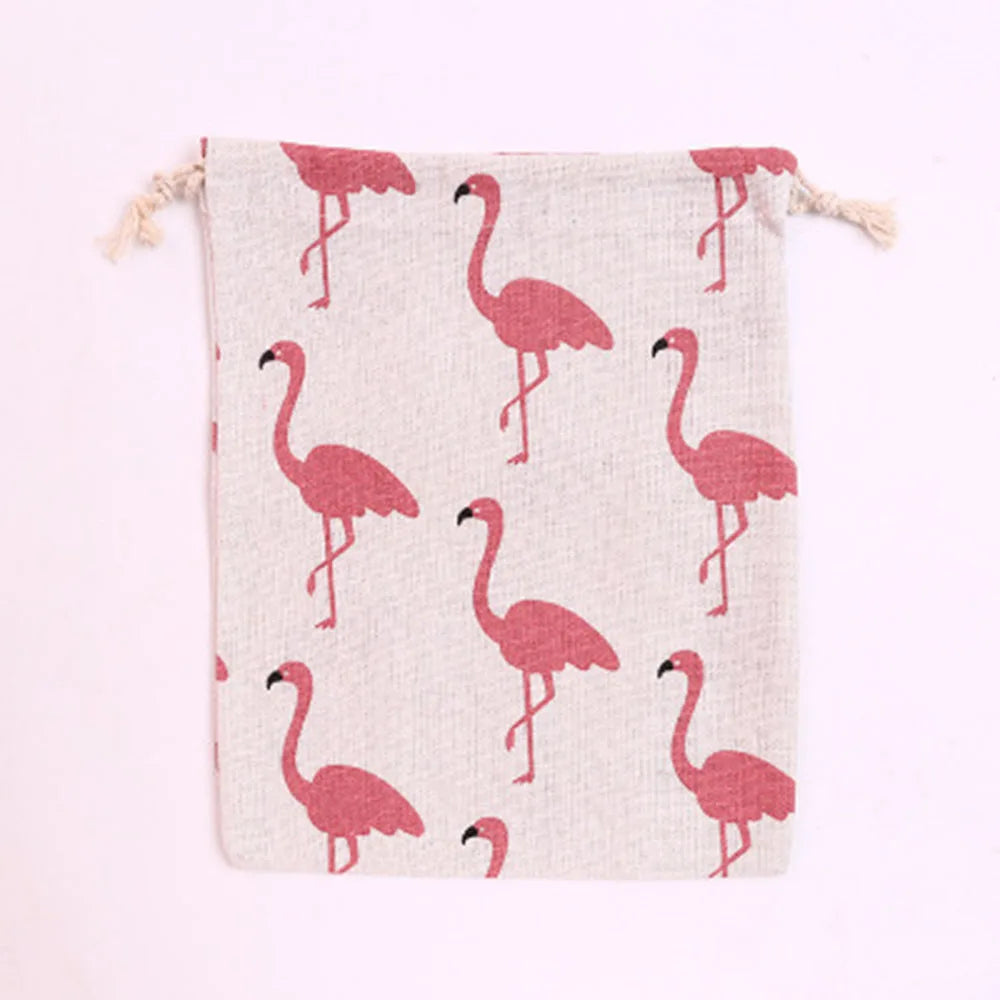 sac rangement coton rose flammes fraises vintage doux portefeuille voyage