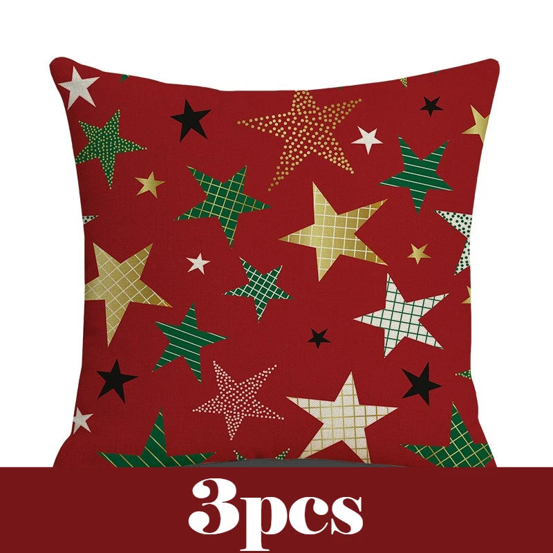 coussins carreaux rouge blanc vert doré sapins étoiles adhésifs décor noël traditionnel festive