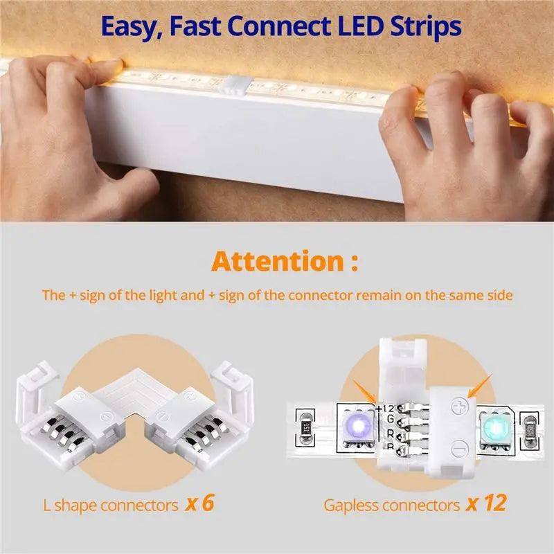connecteurs led ruban blanc modernes forme sans joint outils clips fixation
