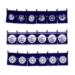 rideau porte horizontal japonais motifs floraux animaux bleu marine traditionnel opacité decoration interieur