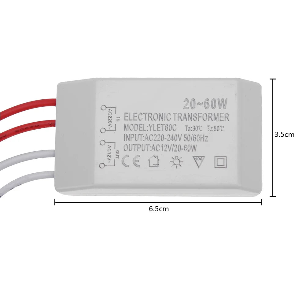 transformateur électrique 12v 220v blanc industriel certifié câbles adaptateur alimentation électronique