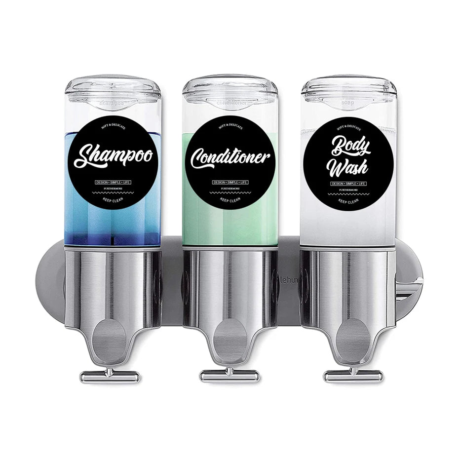 étiquettes imperméables bouteilles douche shampooing gel savon lotion minimaliste salle bain decoration fixations murales