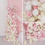 Décoration mariage rose romantique fleurs soie intérieure bienvenue accessoire pilier floral