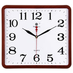 horloge murale carrée quartz aiguille classique cadre marron cadran blanc salon cuisine decoration murale