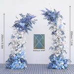 Arche décorative mariage fleurs artificielles bleu blanc vert feuillage classique festifextérieur