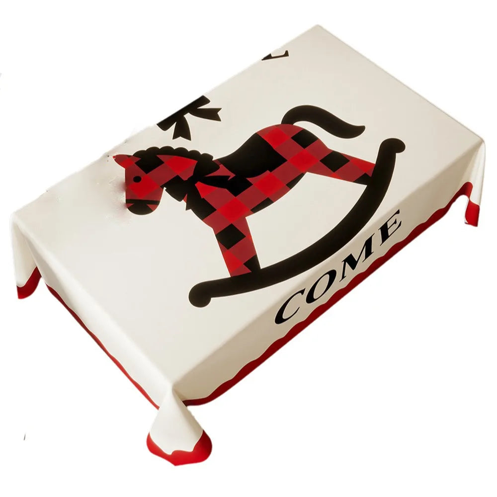nappe décoration festive motif floral personnage animal opaque polyester coton rouge blanc