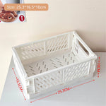 caisse rangement pliable plastique vert beige rose orange violet grille ventilation clips latéraux moderne