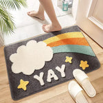 tapis bain polyester tufté antidérapant arc ciel moderne enfant dessins animés couleurs vives intérieur