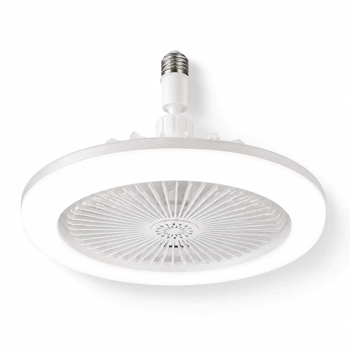 ventilateur blanc moderne grille ventilation lampe led rotative e27