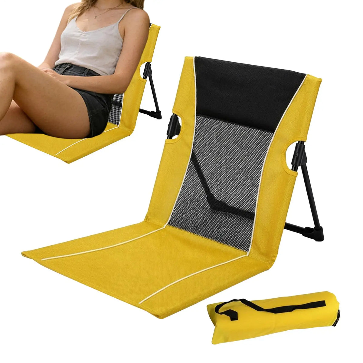 chaise pliable moderne confortable jaune bleu rose tissu mesh sac transportextérieur camping piscine jardin