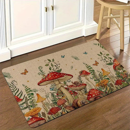 tapis rustique champignons feuilles papillons adhésif facile nettoyer extérieur intérieur moderne polypropylène