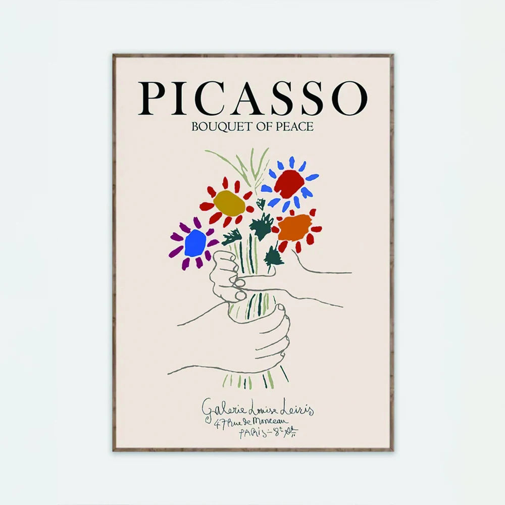 affiche picasso bouquet paix fleurs stylisées moderne salon chambre coucher décoration murale impression photo