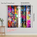rideau moderne graffiti multicolore polyester 29.53x65.35in 41.34x90.55in decoration fete famille abstraite