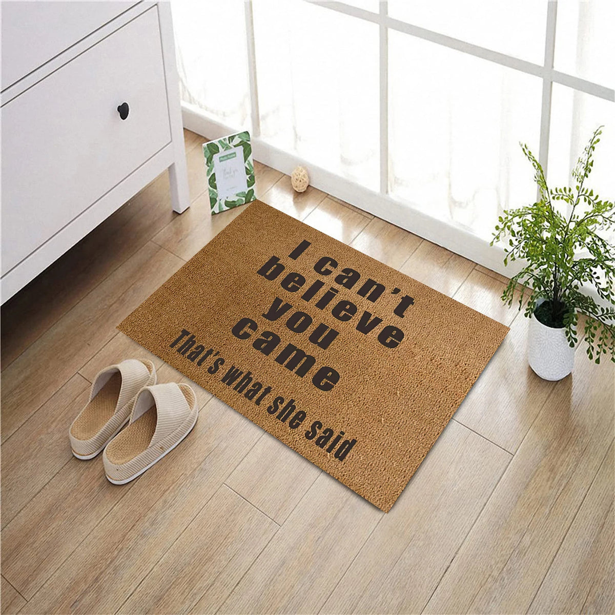 tapis d'entrée marron clair beige texture coco moderne rustique antidérapant extérieur intérieur 60x40cm