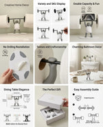 support papier toilette moderne figurine fitness blanc gris