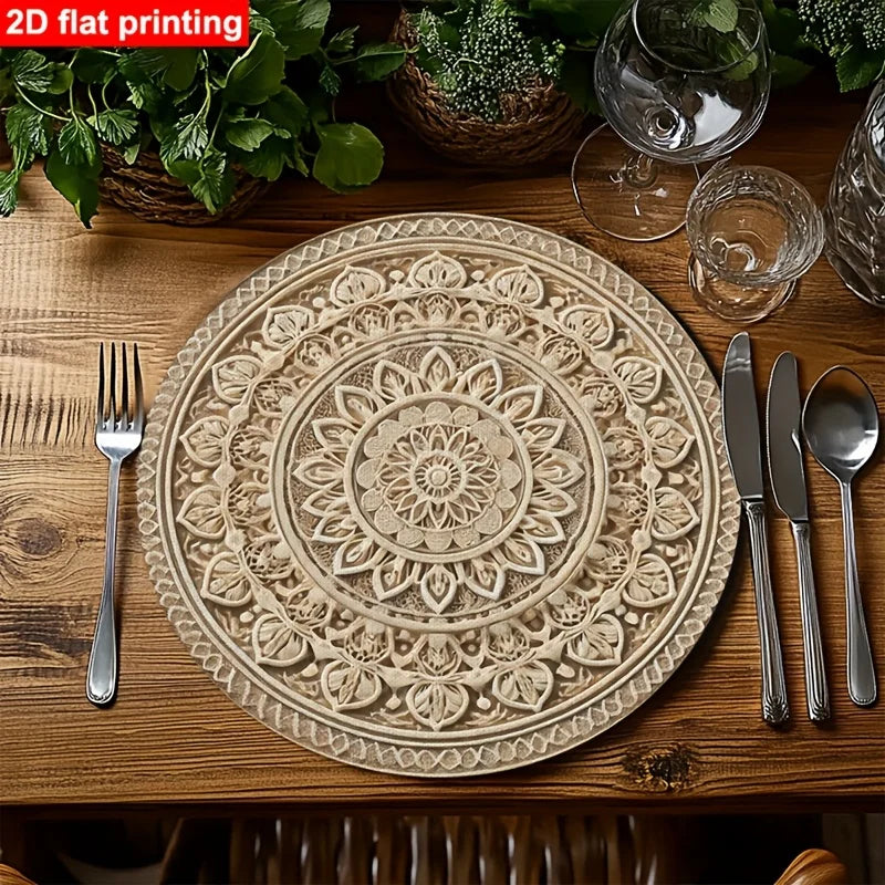 placemats lin motif floral classique beige clair table manger 4pcs 6pcs 9pcs lavables main